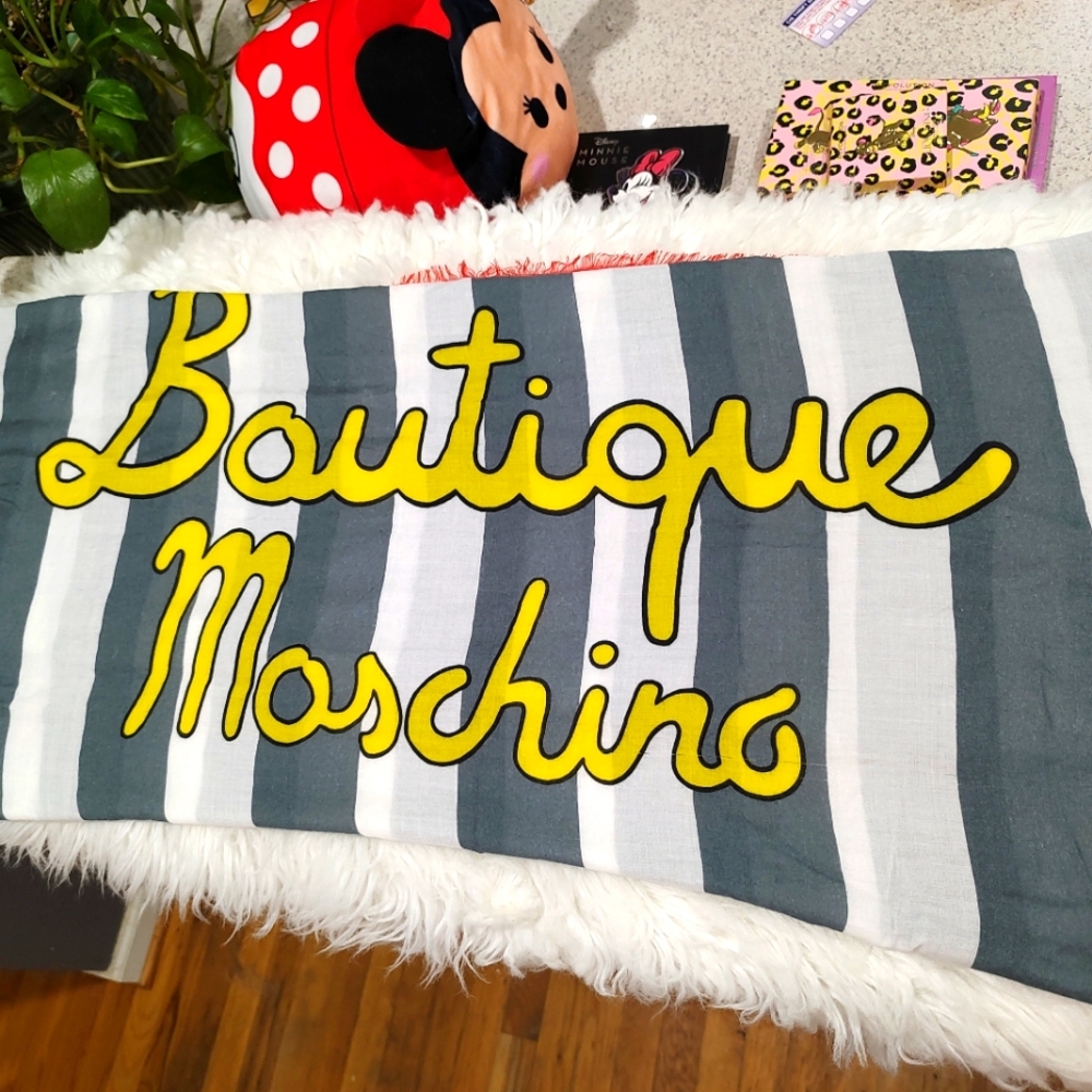 MOSCHINO BOUTIQUE Wrap Scarf AUTHENTIC RARE extra long striped DESIGN so soft!